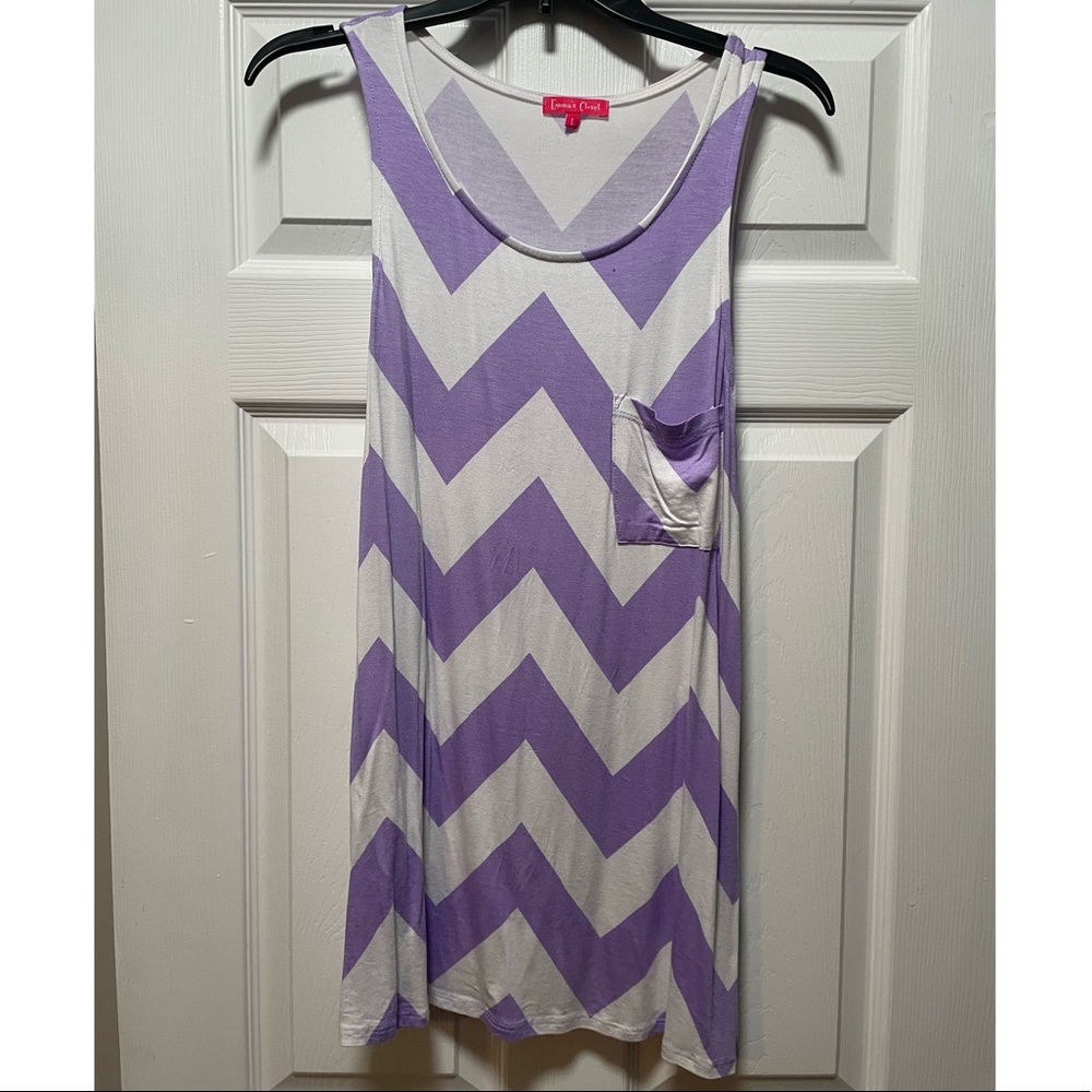 NWOT Purple & White Chevron Tunic